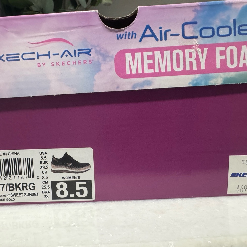Skechers Women's Black and Rose Gold Sneakers with Air-Cooled Comfort